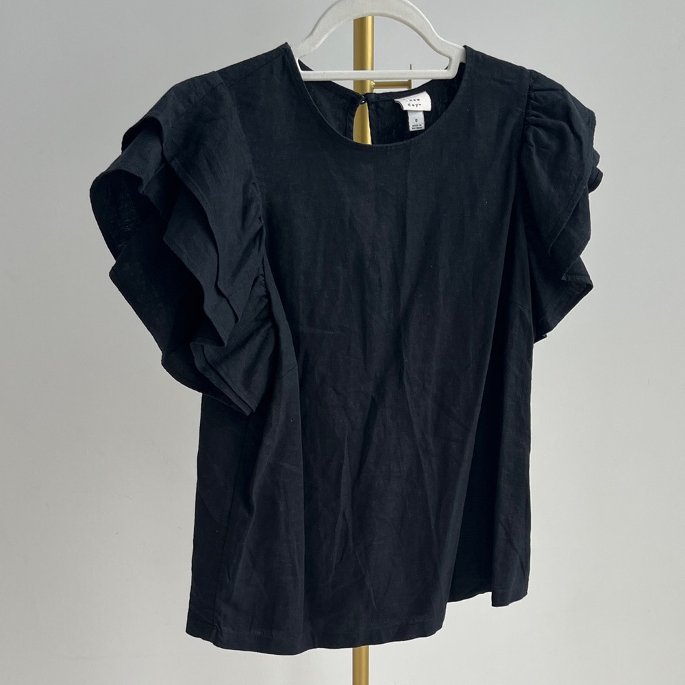 a new day Black Ruffle Sleeve Blouse